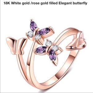 New 18kt rose gold filled butterfly ring